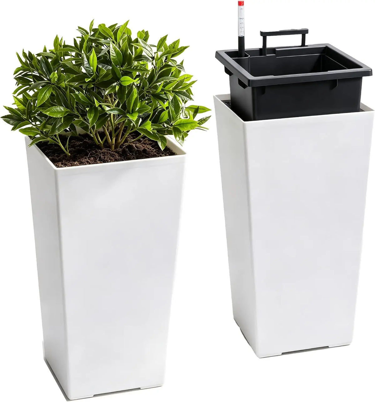 Twister.ck Two Self-Watering Planters With Monitor And Inner Bucket