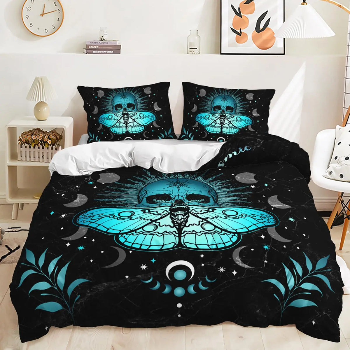 Gothic Moth Mushroom Microfiber Duvet Cover Set Ultra Soft Lightweight