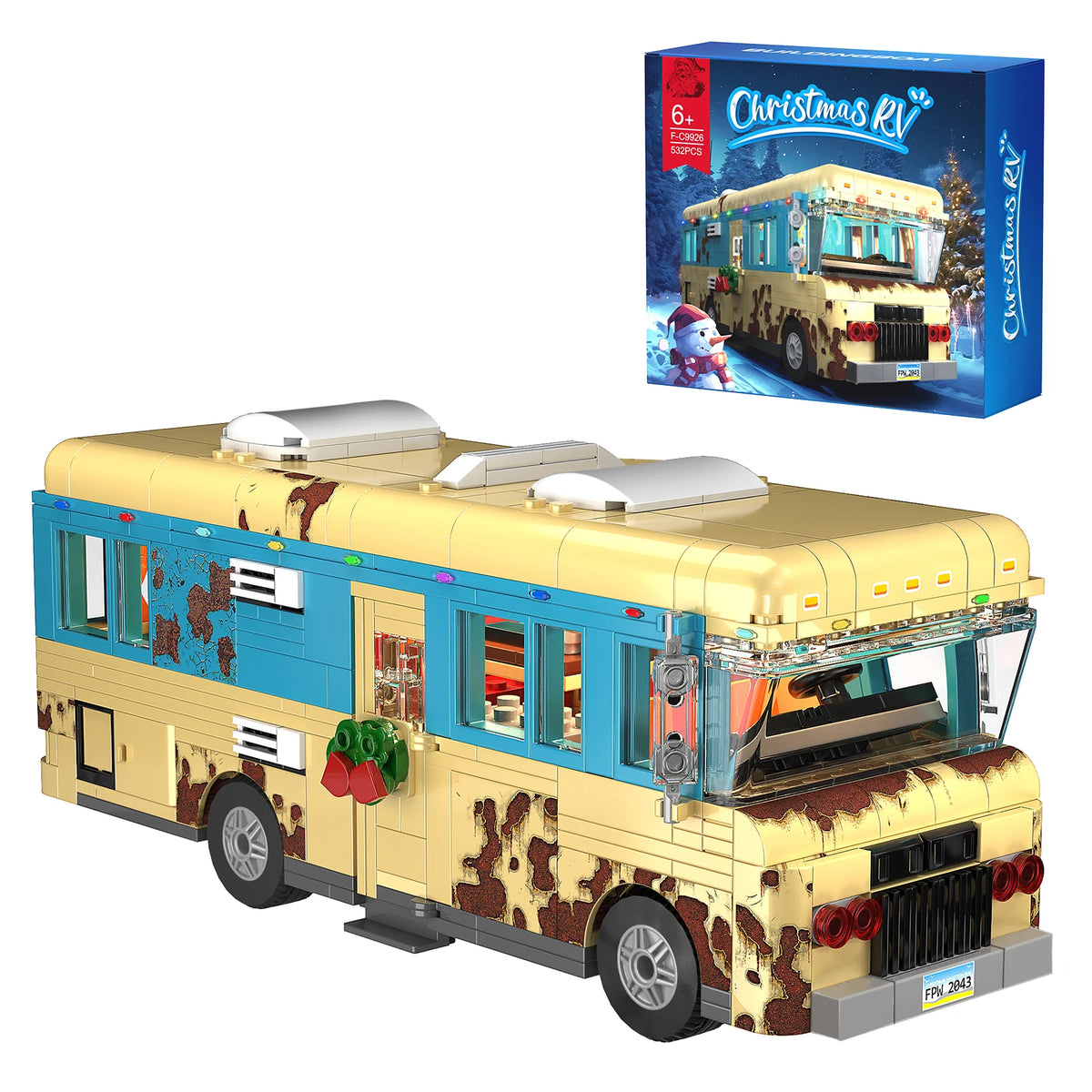 Christmas Rv Building Blocks Set With Led Snow Village