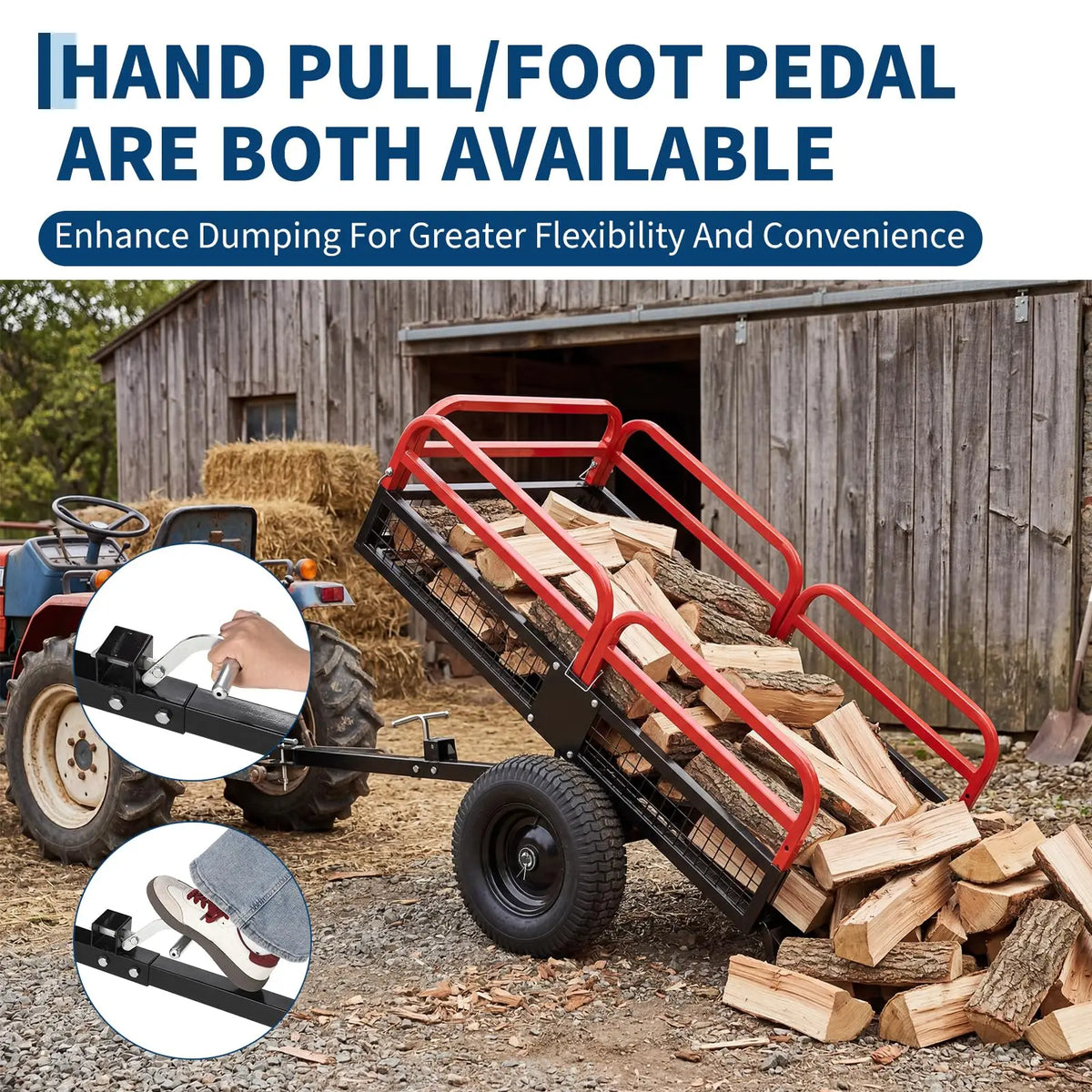 HiMiss Heavy Duty Steel Garden Dump Trailer With Removable Sides