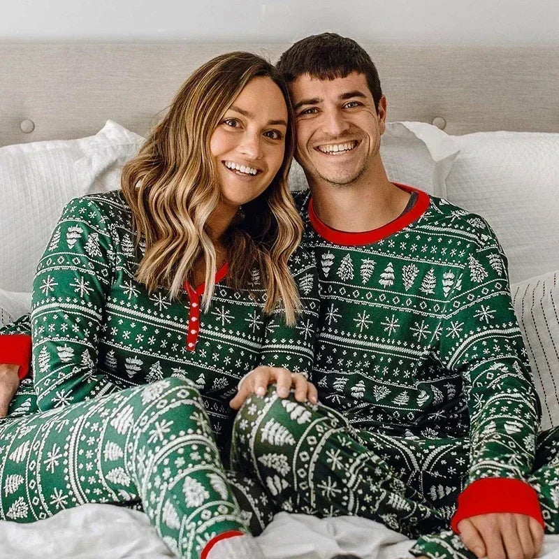 Family Christmas Pajama Set All Over Print Cotton Loungewear