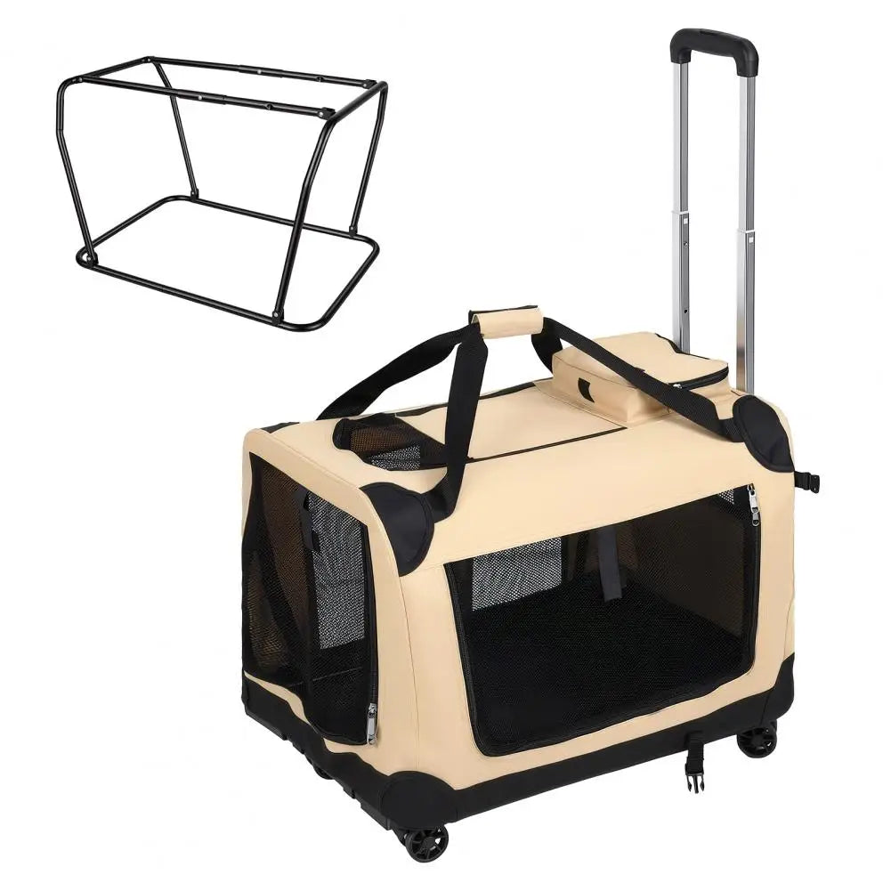 Rolling Cat Carrier, Extra Large Cat Carrier with Wheels, Pet Dog Carrier on Wheels, Travel Bag for Carrying Big Cats