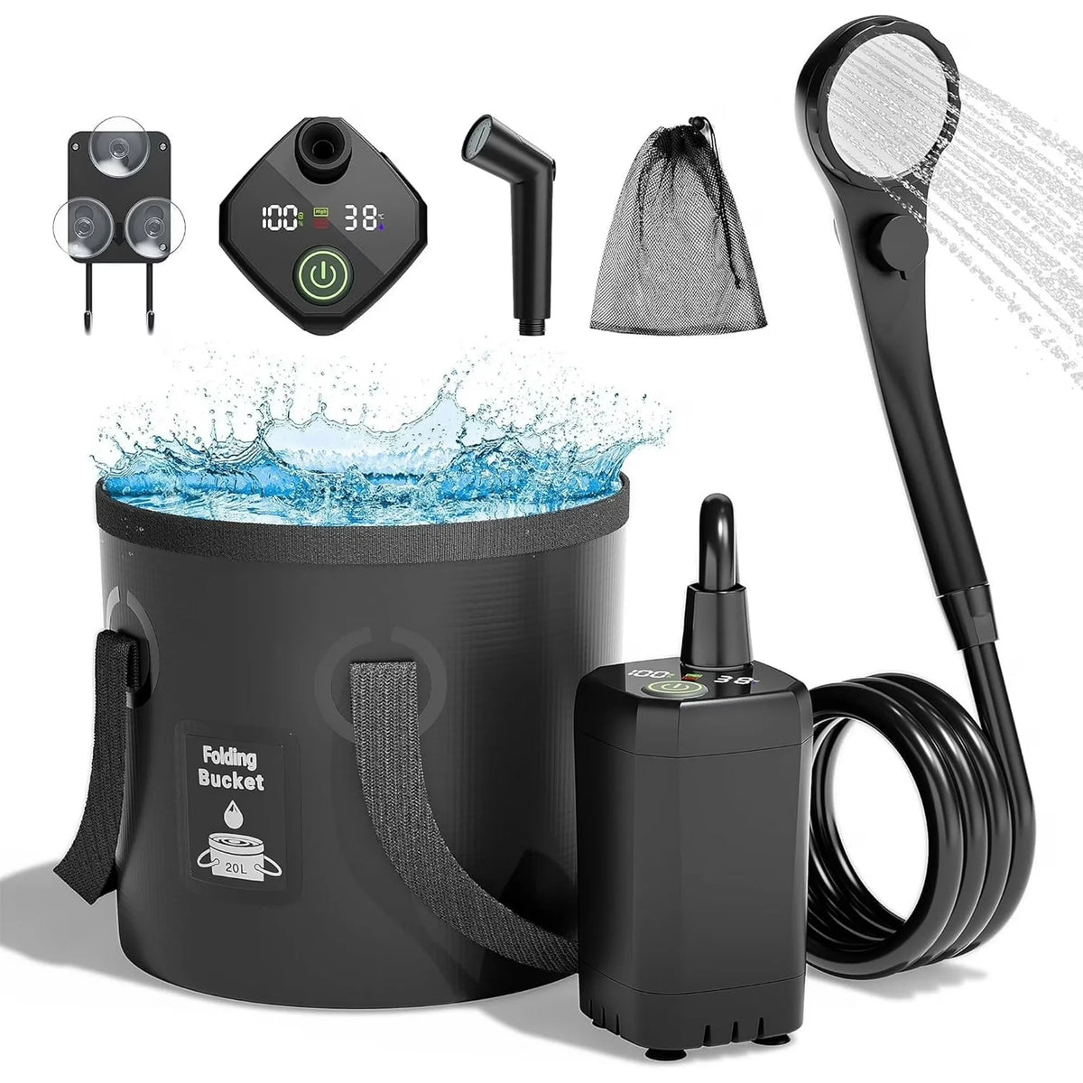 Moriko Rechargeable Electric Camping Shower With Led Display