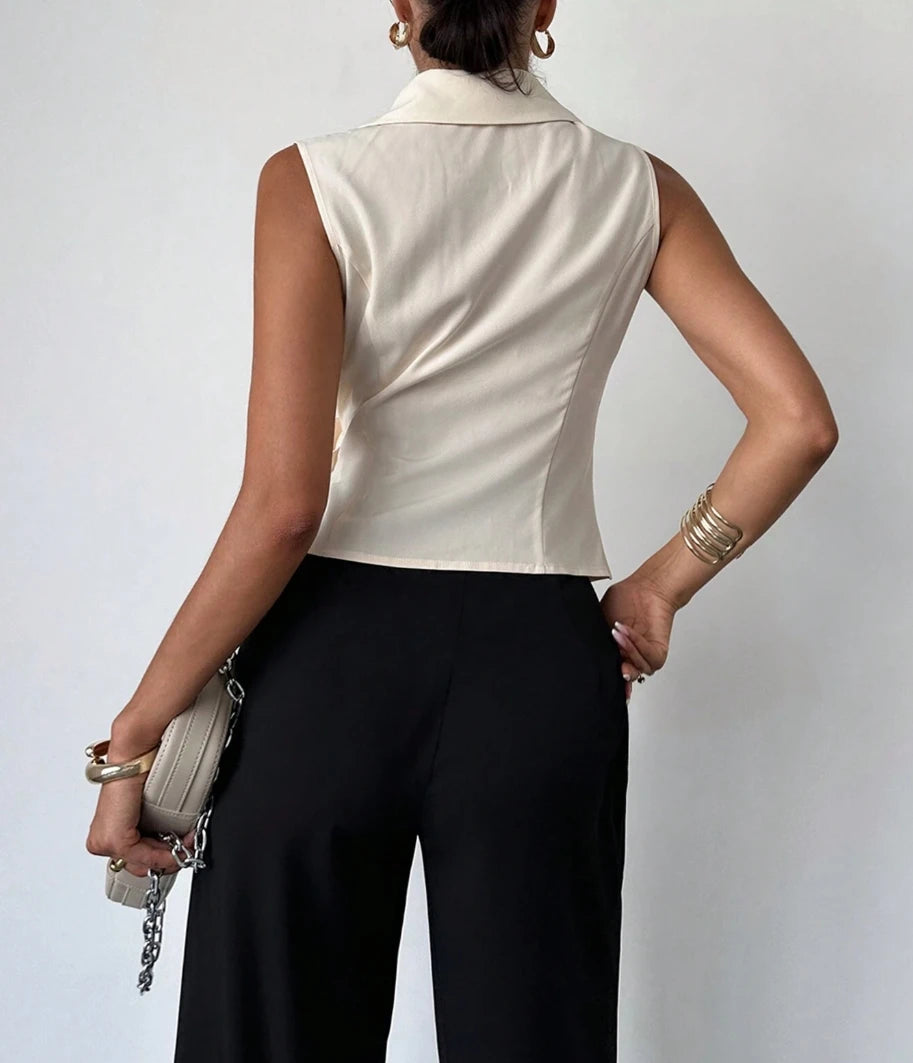 Spring Summer New Ladies Solid Color Fashion V-Neck Waist Belt Design Shirt Casual Commute Streetwear Gather Comfortable Versatile Top