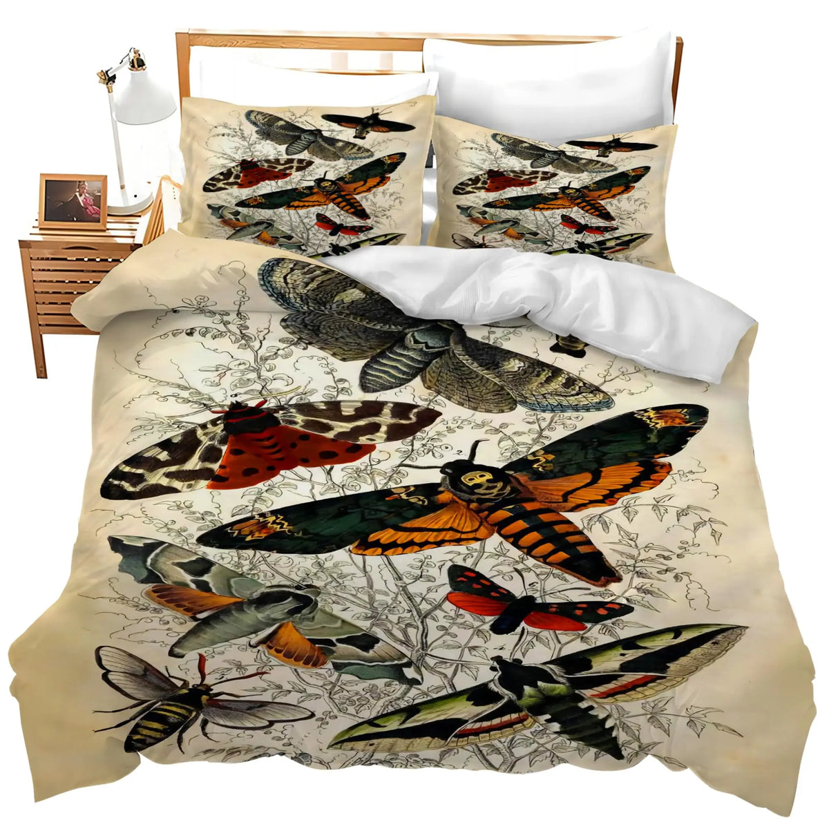 Gothic Moth Mushroom Microfiber Duvet Cover Set Ultra Soft Lightweight