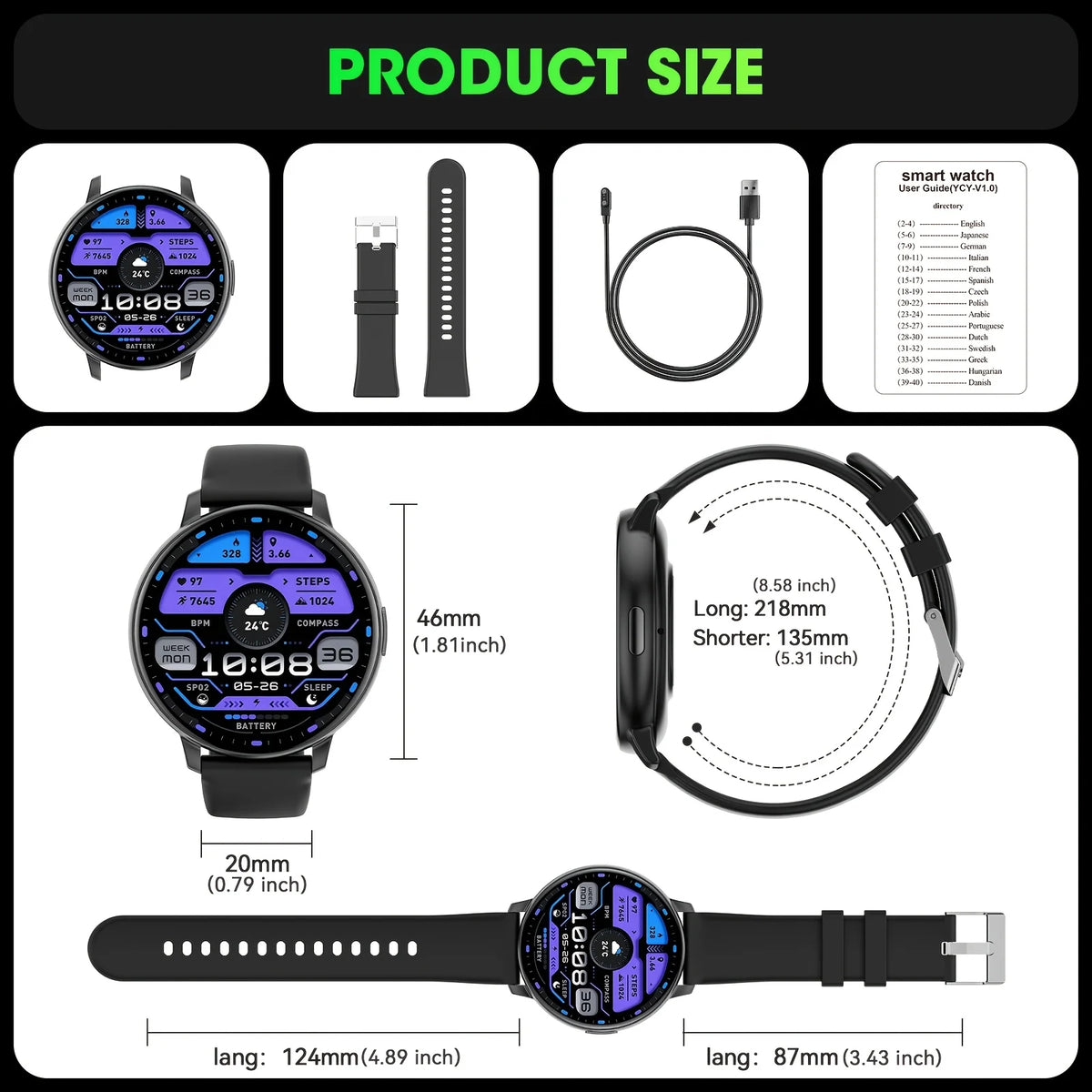 Erun Ultra Thin Smart Watch Featuring Wireless Calls And Touchscreen