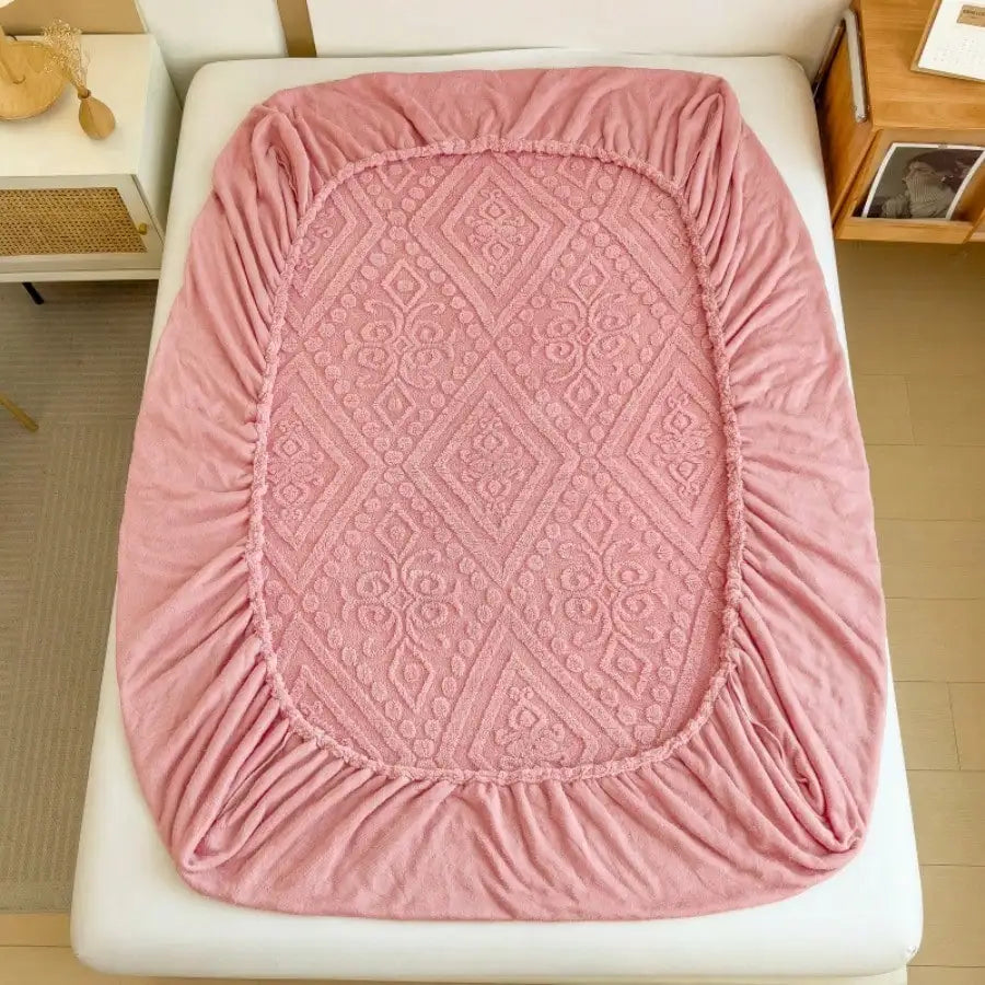 Elegant Floral Pattern Velvet Fitted Sheet For Bedroom