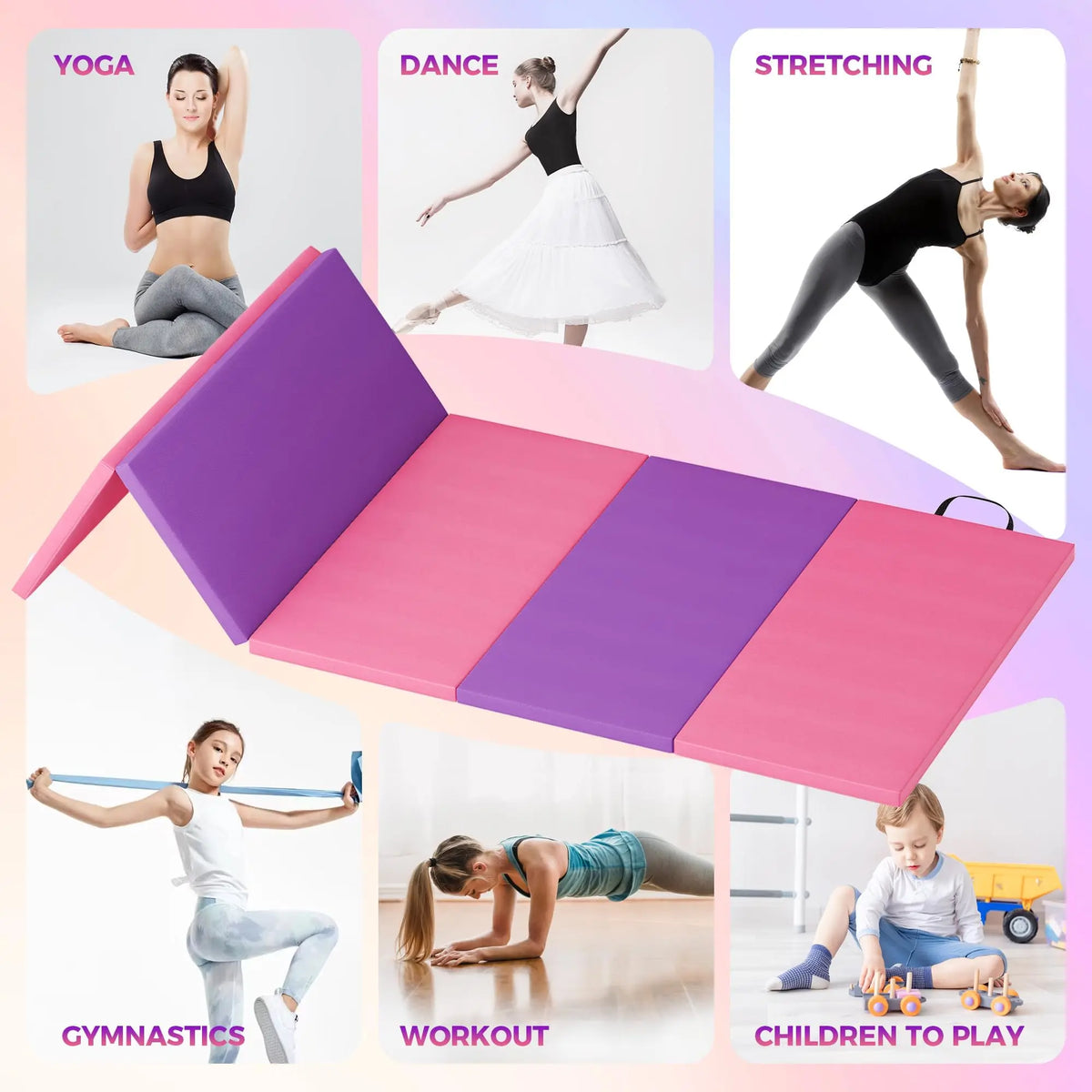HiMISS Foldable Gymnastics Exercise Mat For Home Fitness Training