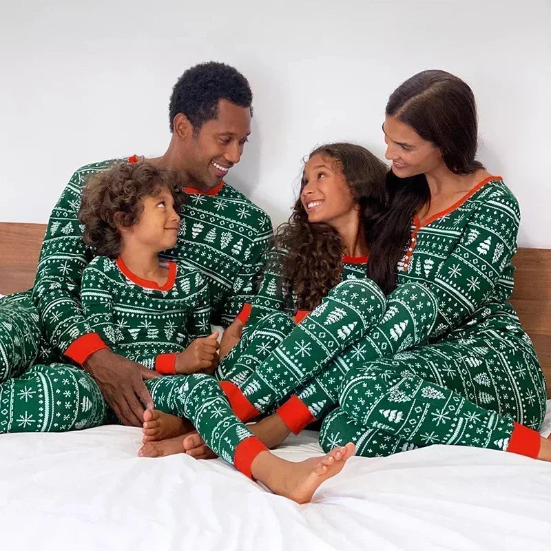 Family Christmas Pajama Set All Over Print Cotton Loungewear