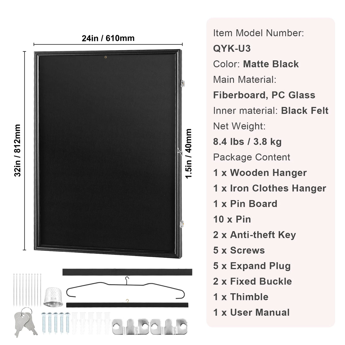 SucceBuy Lockable Jersey Sports Card Display Shadow Box