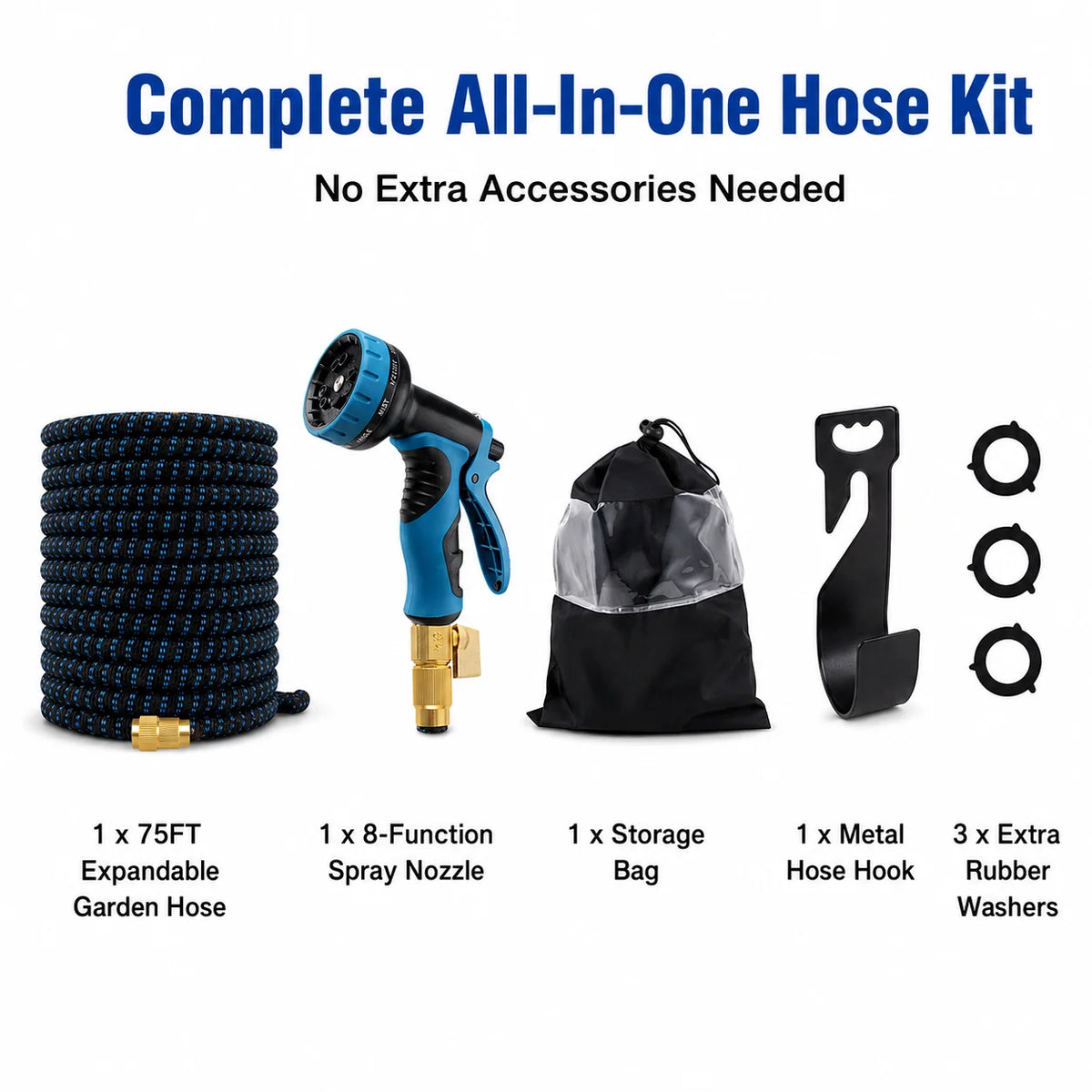 Heavy Duty Expandable Garden Water Hose With Brass Fittings