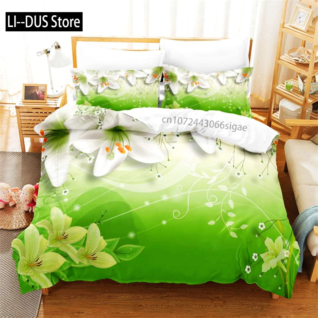 Pink Lotus Duvet Cover Set Featuring Stream Water Design Bedding