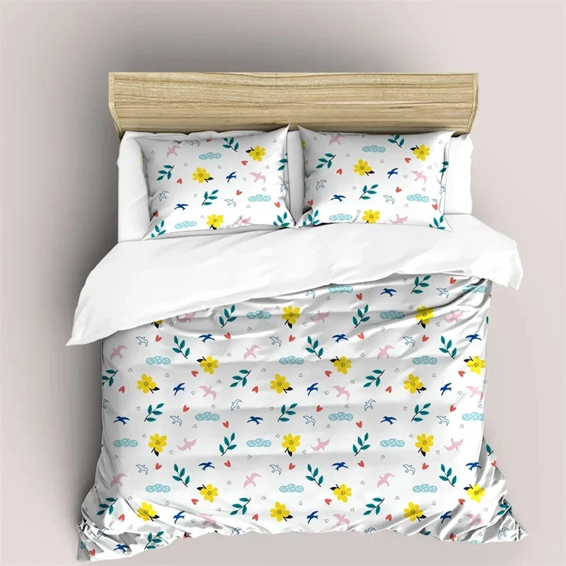 Bohemian Mandala Botanical Floral Brushed Duvet Cover Set