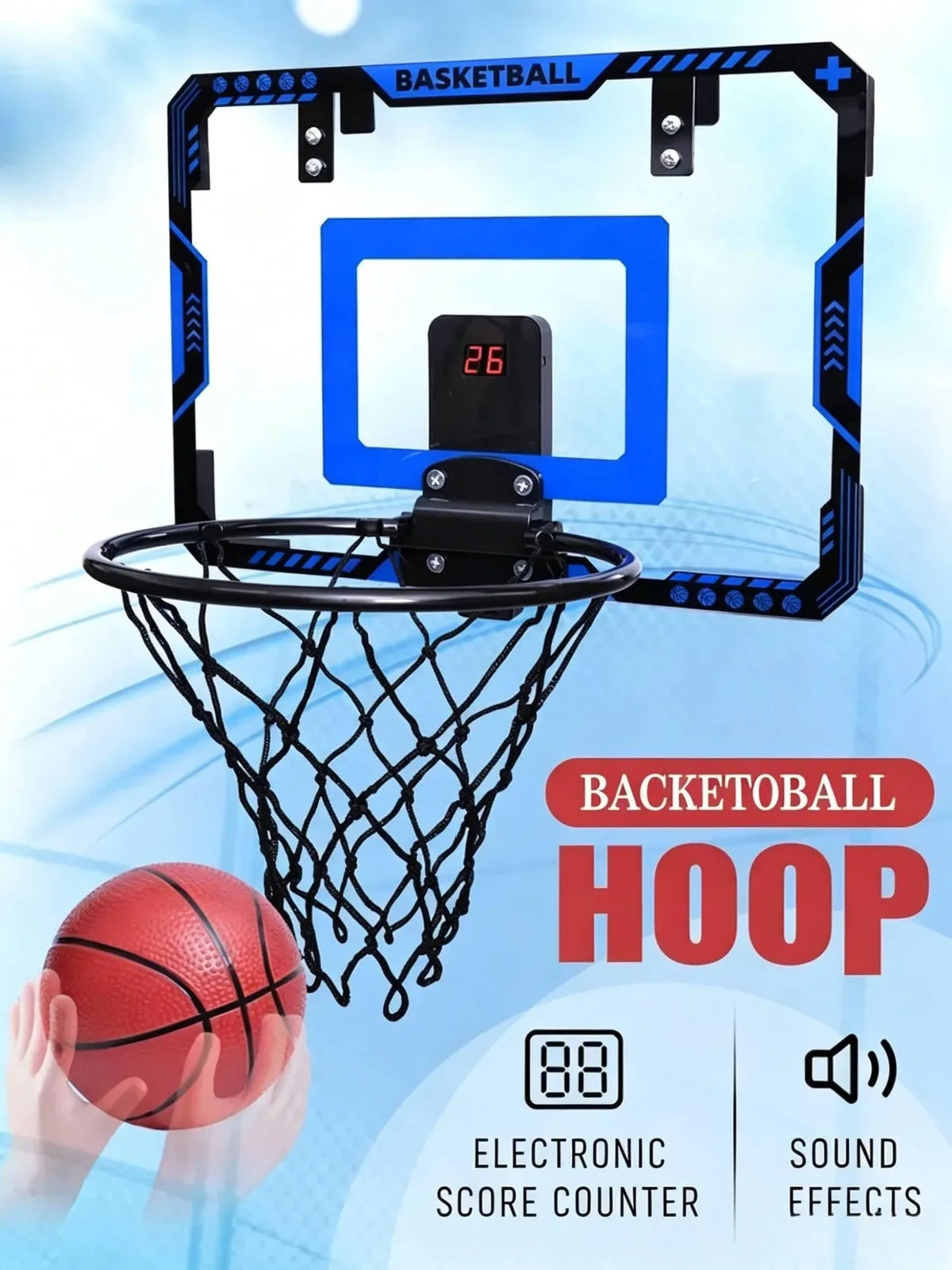 Indoor Mini Basketball Hoop With Electronic Scoreboard Sound Effects