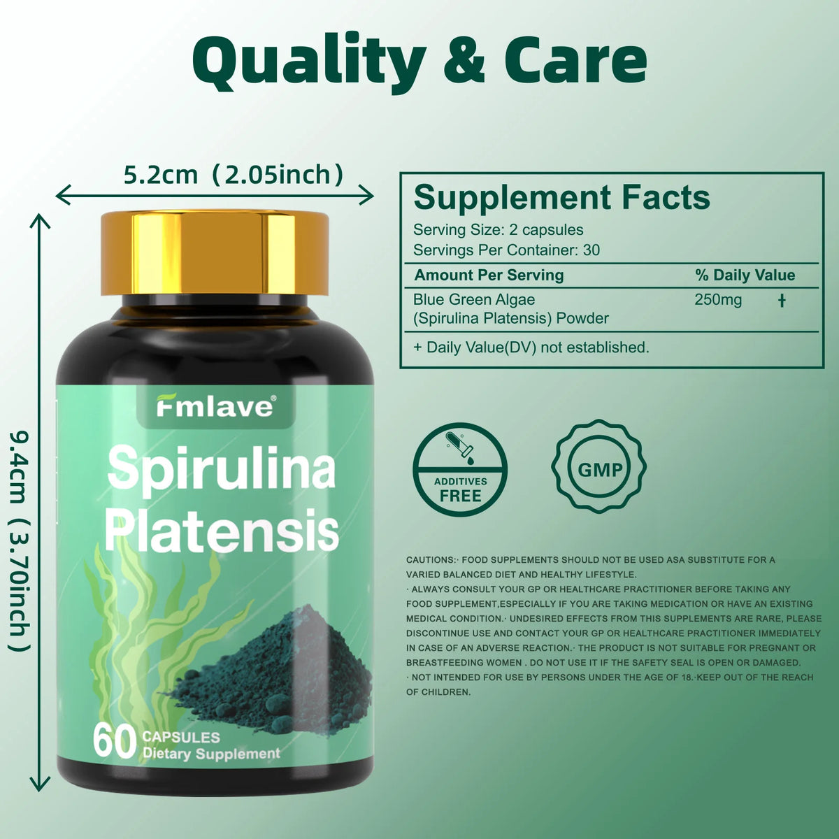 Fmlave Organic Spirulina Supplement Protein Rich Blue Green Algae Superfood