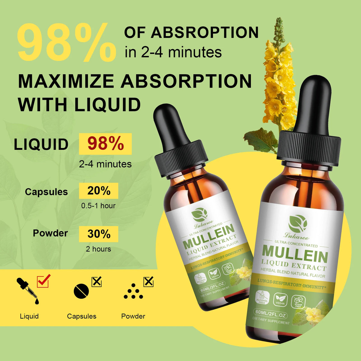 Mulittea Mullein Leaf Extract Drops For Respiratory Support