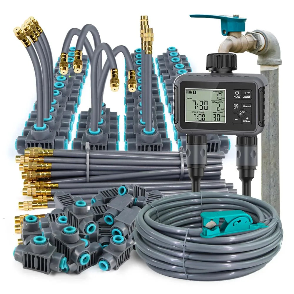 Lanriyuz Dual Zone Smart Garden Watering Timer With Mist Spray