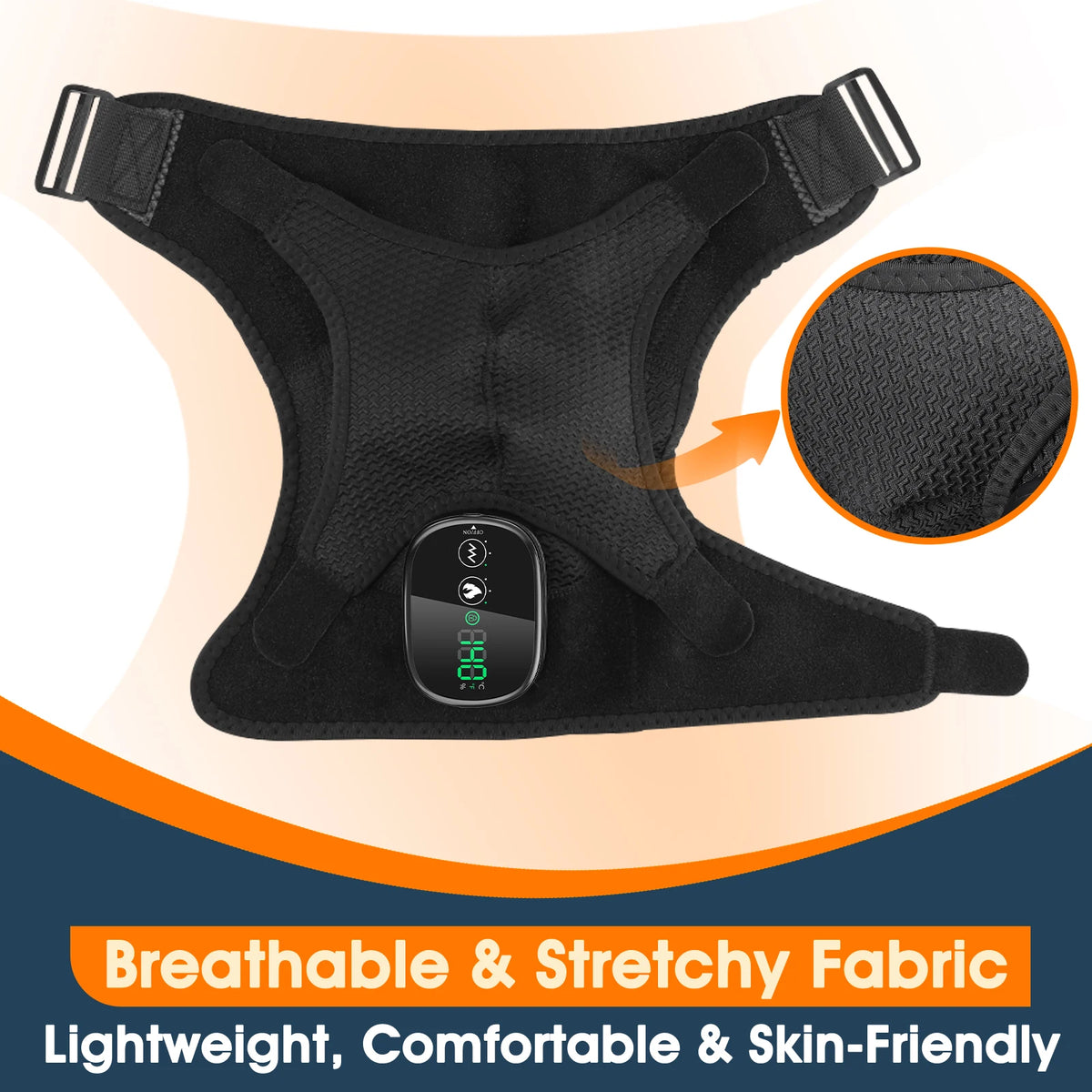 Adjustable Electric Heating Shoulder Massage Belt With Led Hot Compress