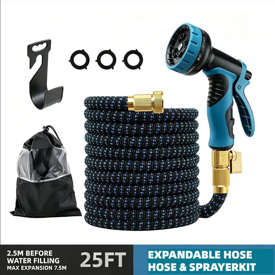 Heavy Duty Expandable Garden Water Hose With Brass Fittings