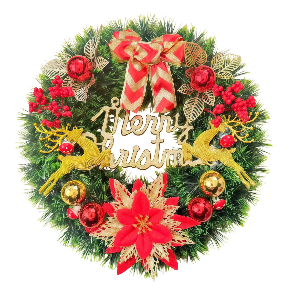 Youyouhuan Artificial Christmas Wreath With Faux Berries Holiday Decor