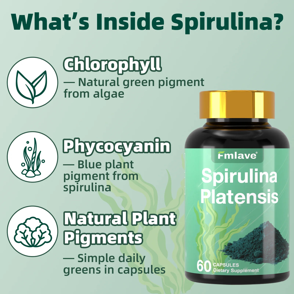 Fmlave Organic Spirulina Supplement Protein Rich Blue Green Algae Superfood