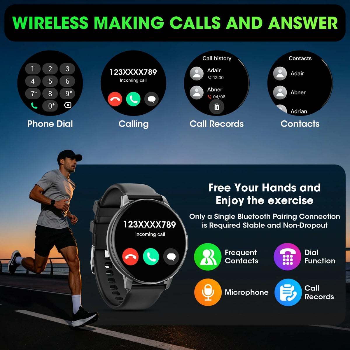 Erun Ultra Thin Smart Watch Featuring Wireless Calls And Touchscreen