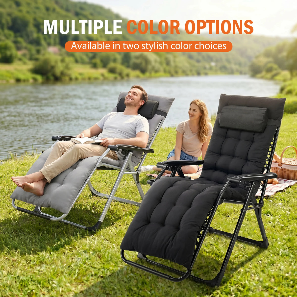 Jhk Zero Gravity Reclining Lounge Chair With Cushion Cup Holder
