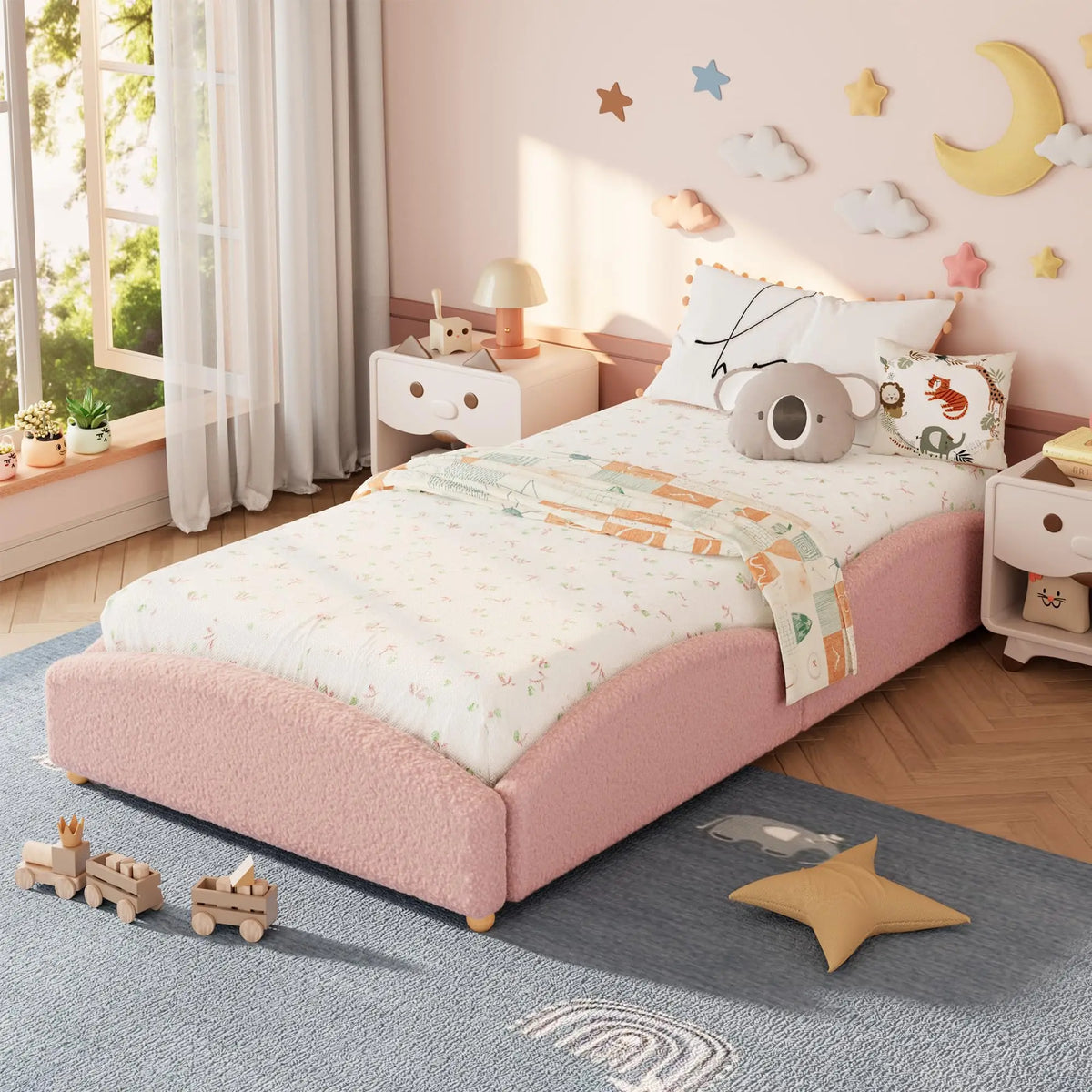 HiMiss Montessori Floor Bed With Padded Cloud Design