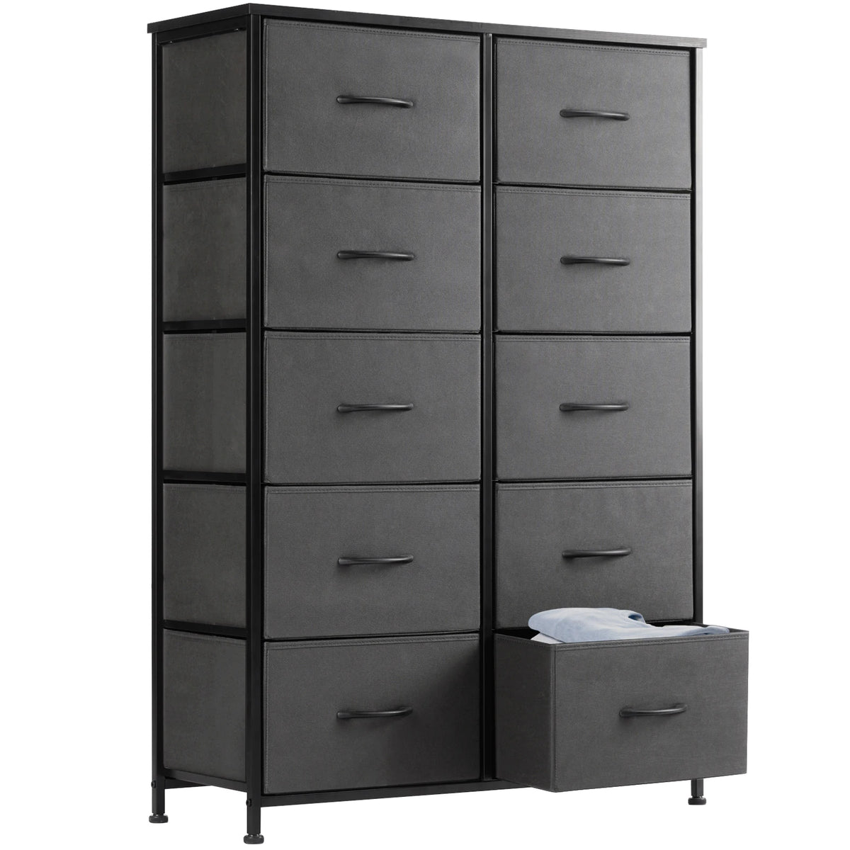 JHK 10 Drawer Fabric Wardrobe With Steel Frame Storage Cabinet