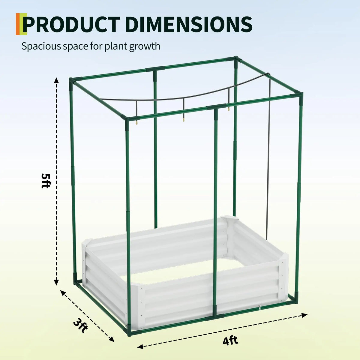 HiMISS Raised Garden Bed Galvanized Metal Planter With Shade