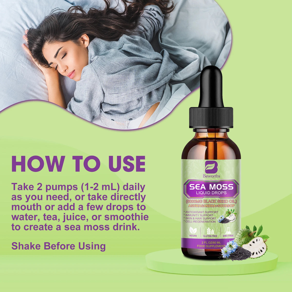Beworths Sea Moss Extract Drops for Immunity and Digestion Support