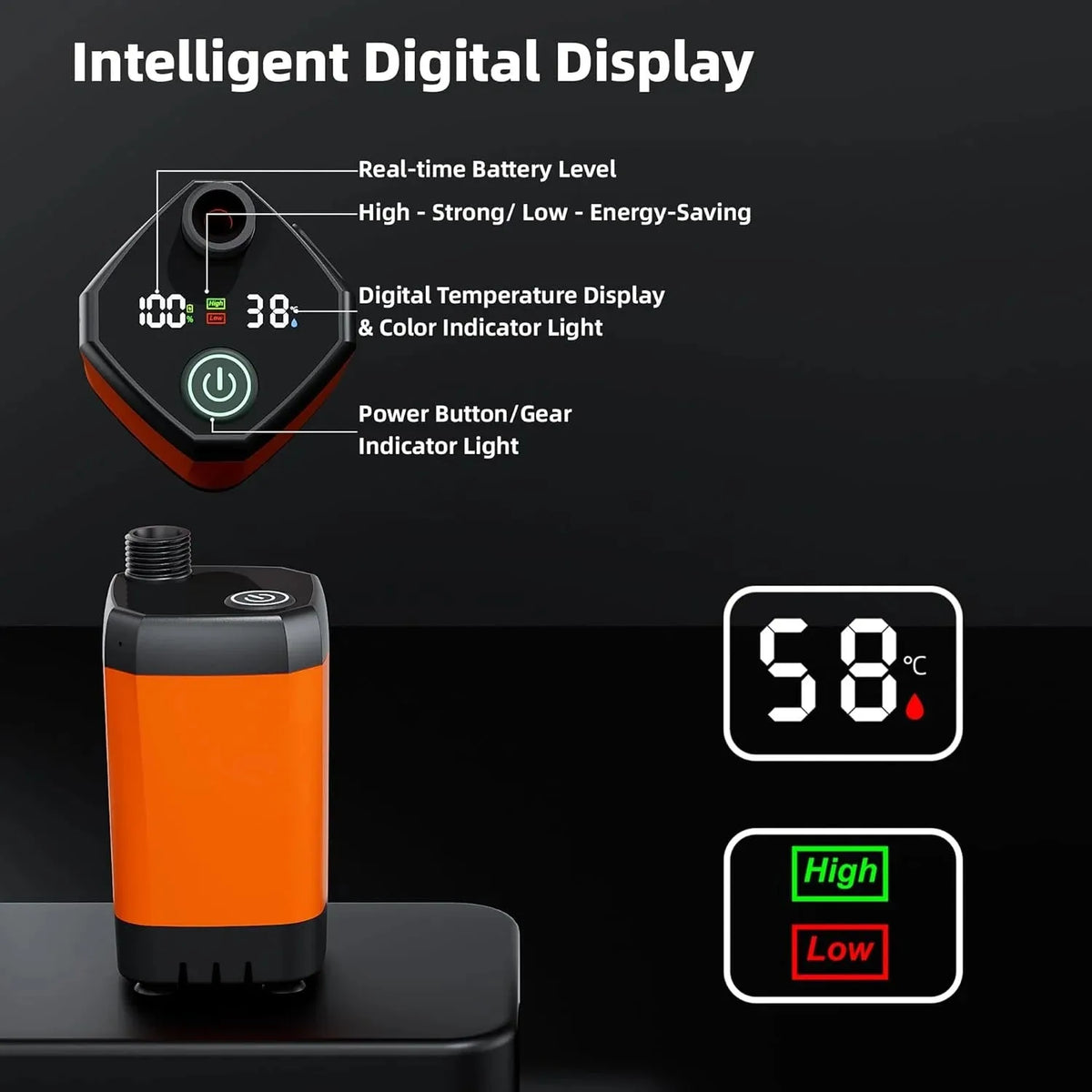 Moriko Rechargeable Electric Camping Shower With Led Display
