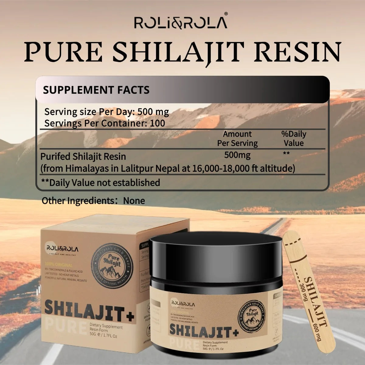 Rolirola Pure Himalayan Shilajit Resin With Fulvic Acid Dietary Supplement