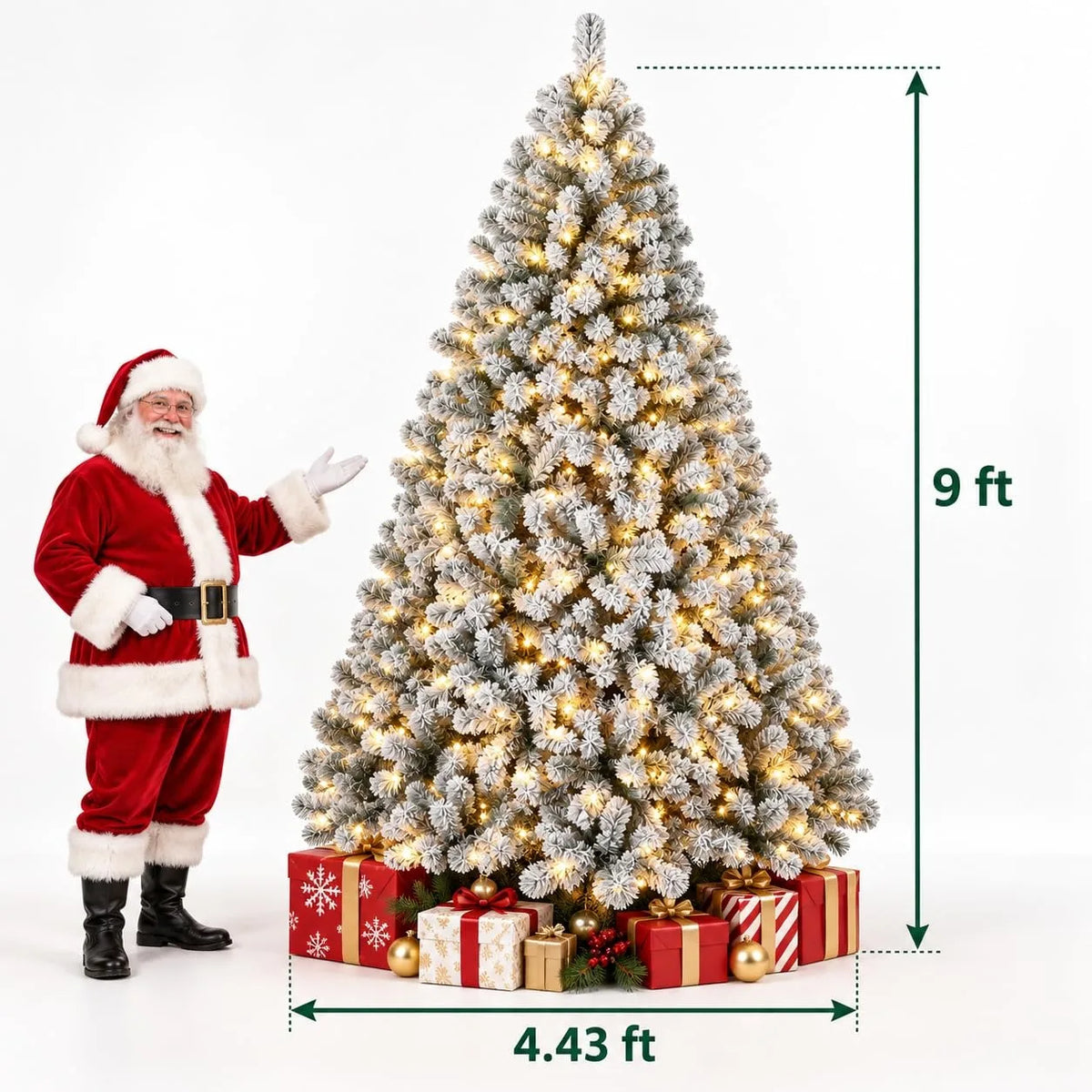 Anixol Prelit Artificial Christmas Tree With 100 Lights And Snowflake Decor