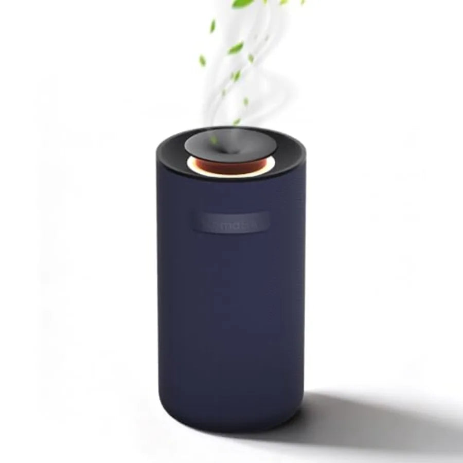 Waterless essential oil diffuser for car/home/office; aluminum alloy body; matte black finish; smart portable nebulizing with d