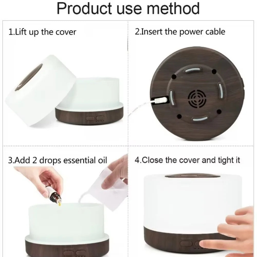 Ultrasonic Essential Oil Diffuser 550ml Mist Aromatherapy Humidifier Led Lights