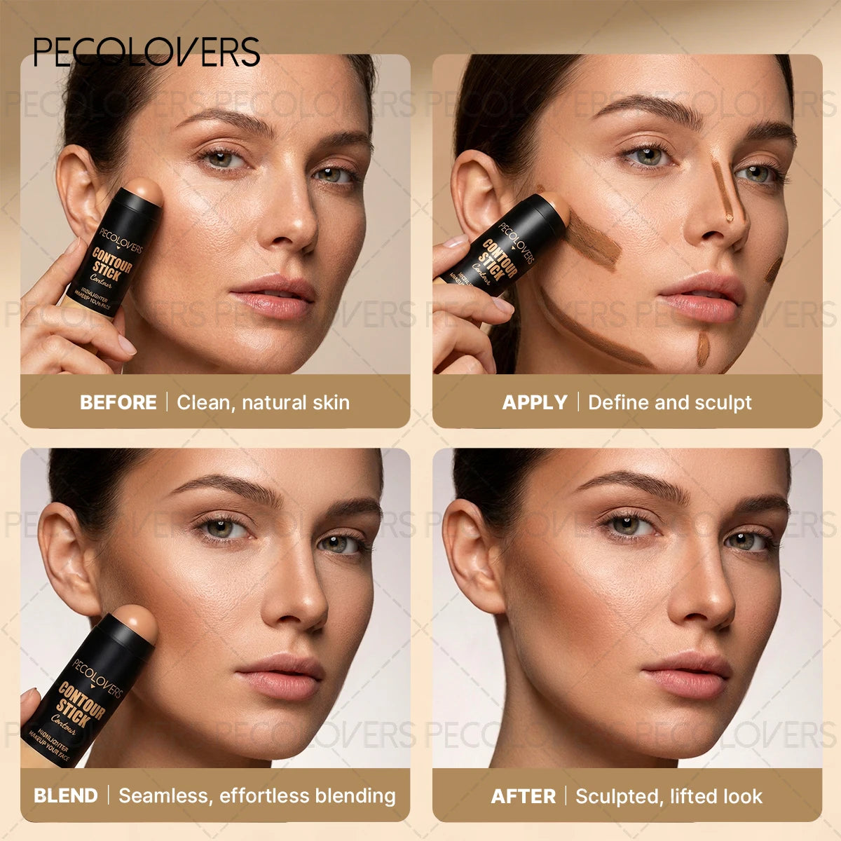5PCS/SET Covers Spots, Blemishes, Dark Circles, Natural Matte Finish, Long-lasting, Waterproof Concealer Stick, Highlighter Contour Stick,Foundation Stick, Suitable for All Skin Types