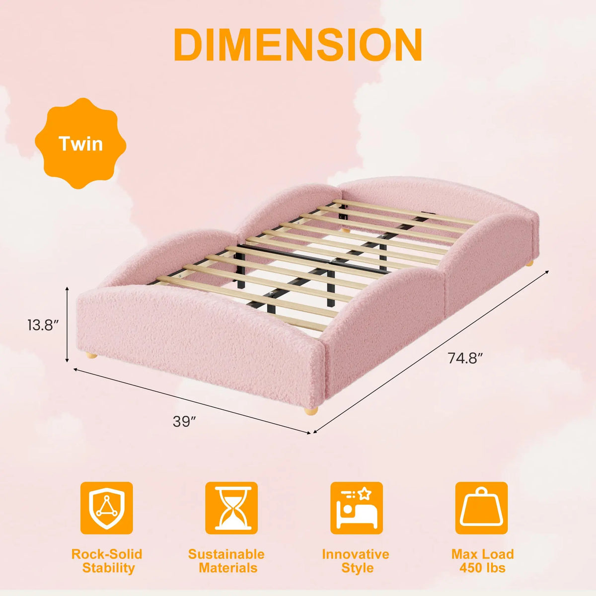 HiMiss Montessori Floor Bed With Padded Cloud Design