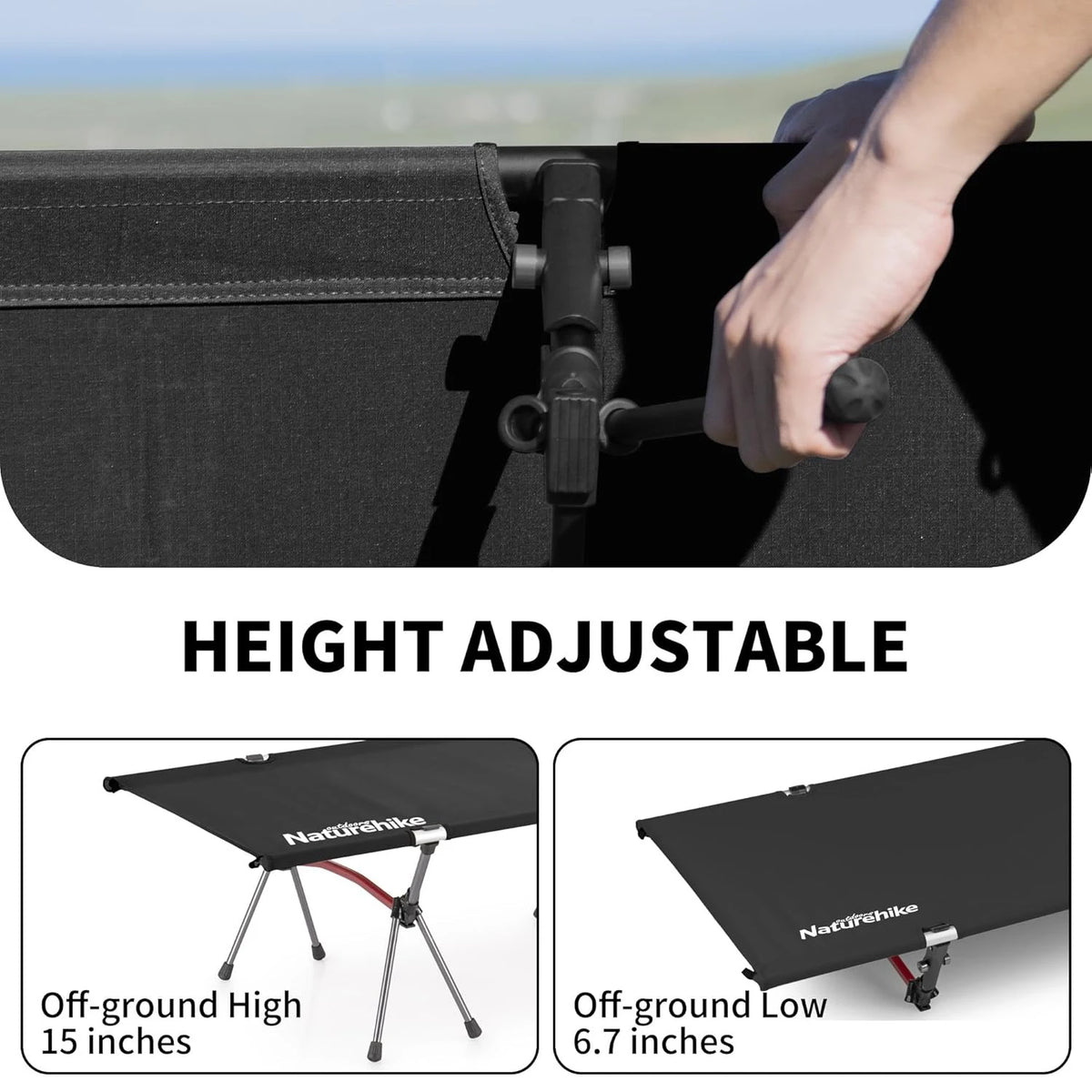 Naturehike Height Adjustable Folding Camping Cot Portable Bed