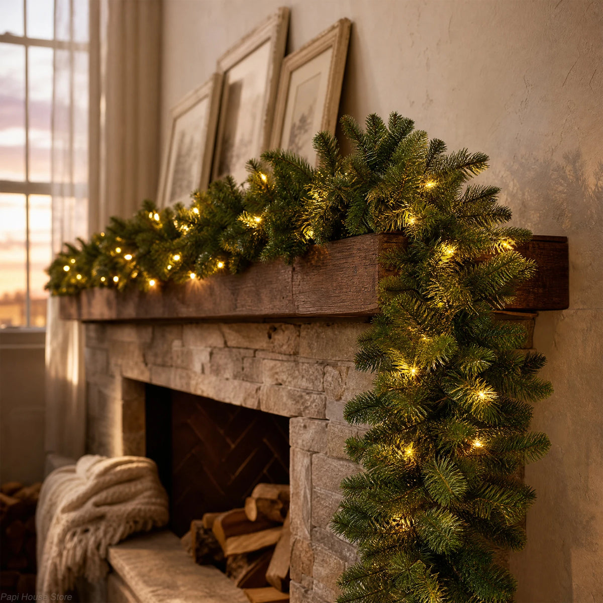 Artificial Pine Christmas Garland Door And Fireplace Decoration