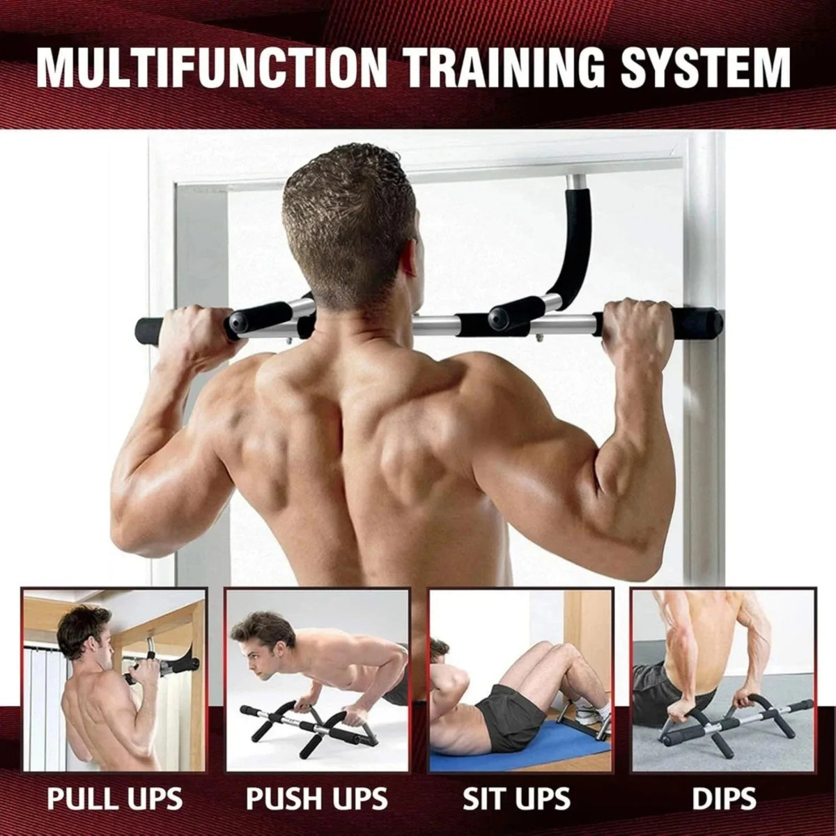 Adjustable Doorway Pull Up Bar For Home Gym Exercise Training