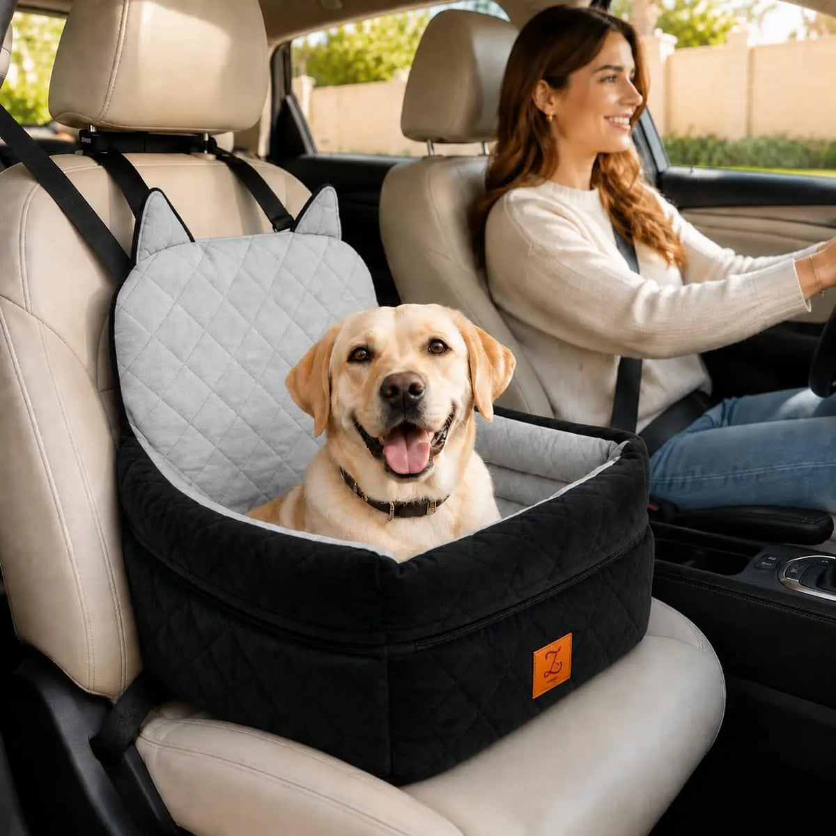 Dog Car Seat Booster For Small Dogs Up To 25 lbs, Pet Car Seat Wtih 6-inch Booster, Safety Belt, Non-slip Base, High-density Foam, Washable Cover  For Travel