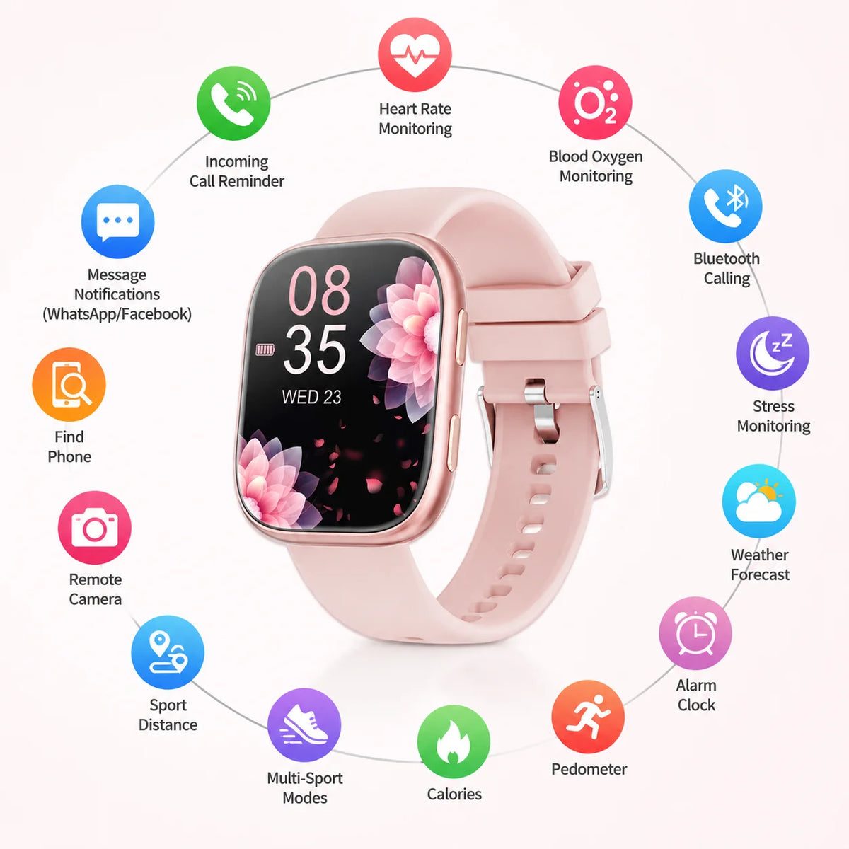 Waterproof Smart Watch With Bluetooth Calls And Heart Rate Monitor