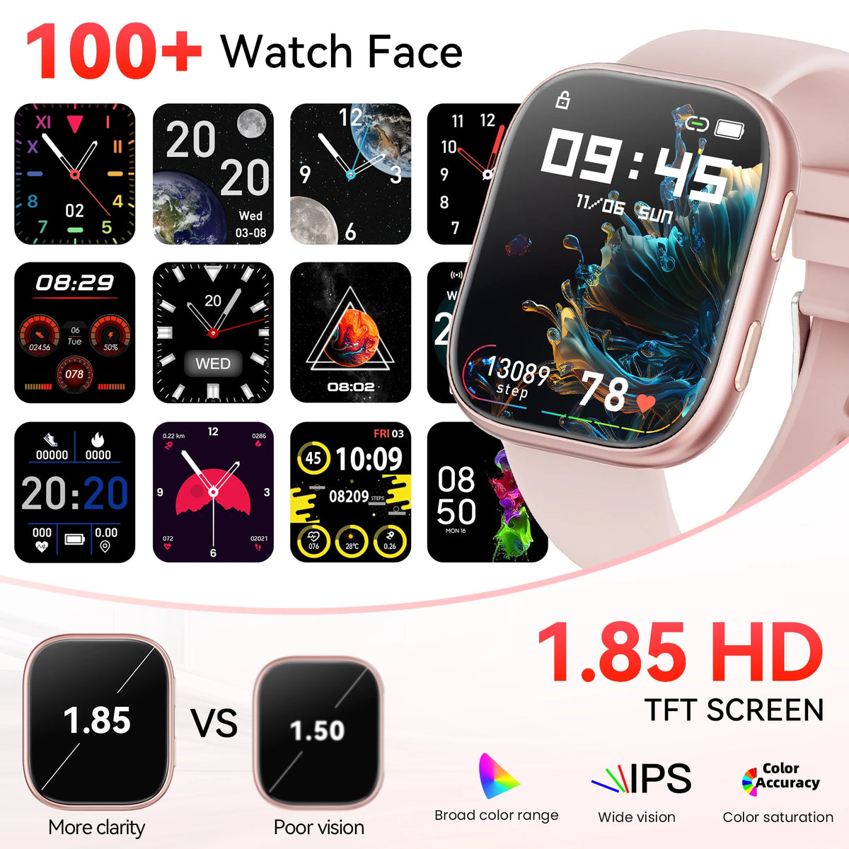Waterproof Smart Watch With Bluetooth Calls And Heart Rate Monitor