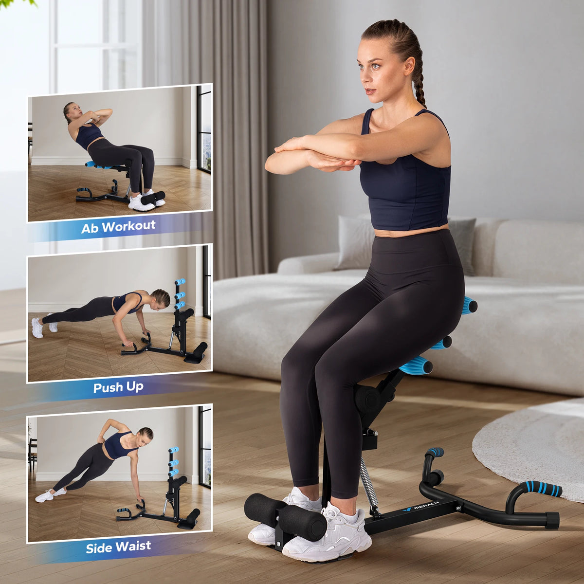 Merach Adjustable Squat Machine Push Up Bar For Home Gym