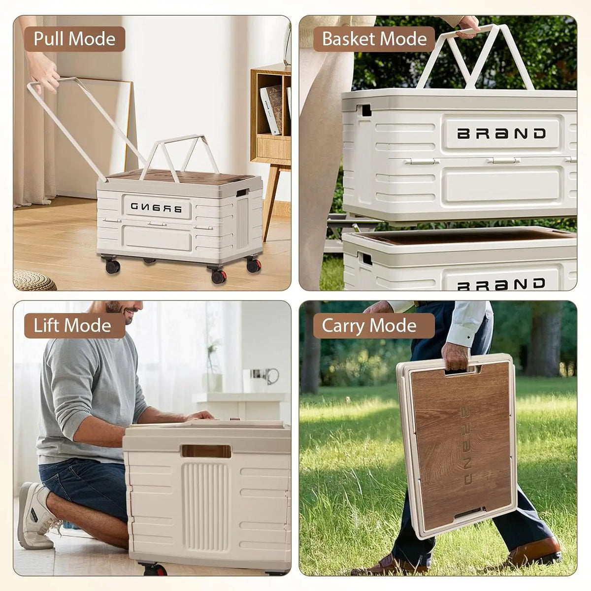 Heavy Duty Foldable Storage Cart With Silent Rotating Wheels