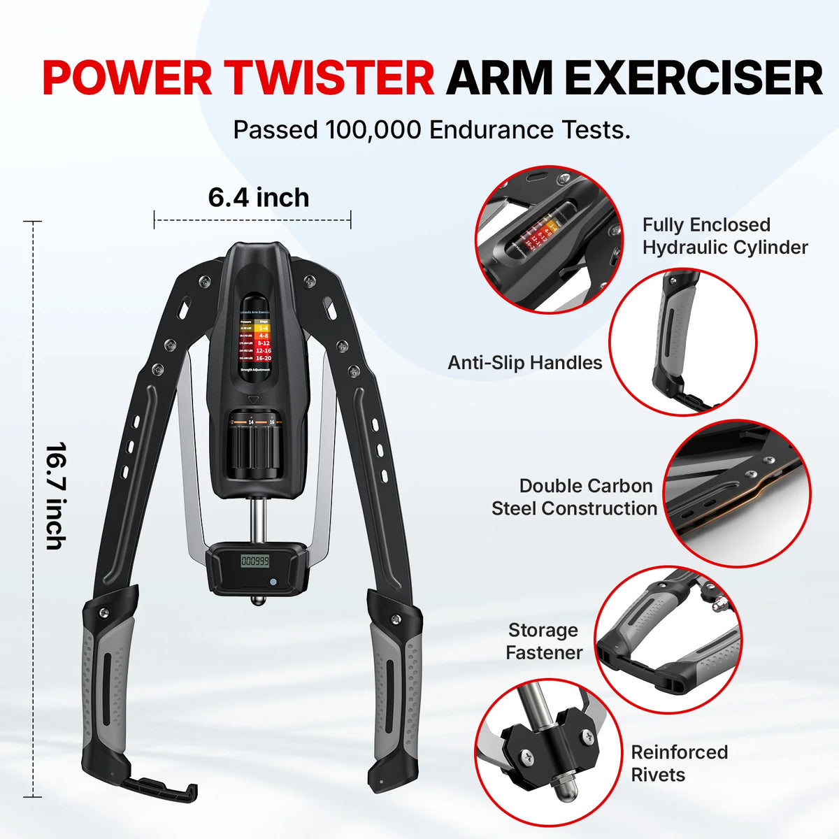 Merach Adjustable Hydraulic Arm Trainer With Digital Display For Home Fitness