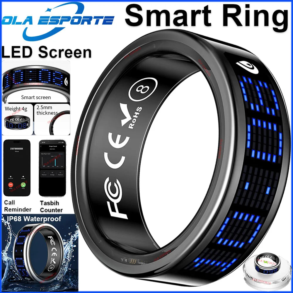 Ola Esporte Smart Ring With LED Display And Health Monitor