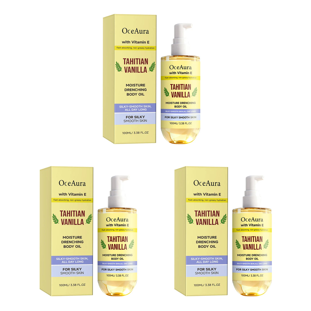 OceAura Vanilla Body Oil Lightweight Texture Long Lasting Fragrance Gentle Moisturizing Relieve Roughness Soft Relaxing Body Essence
