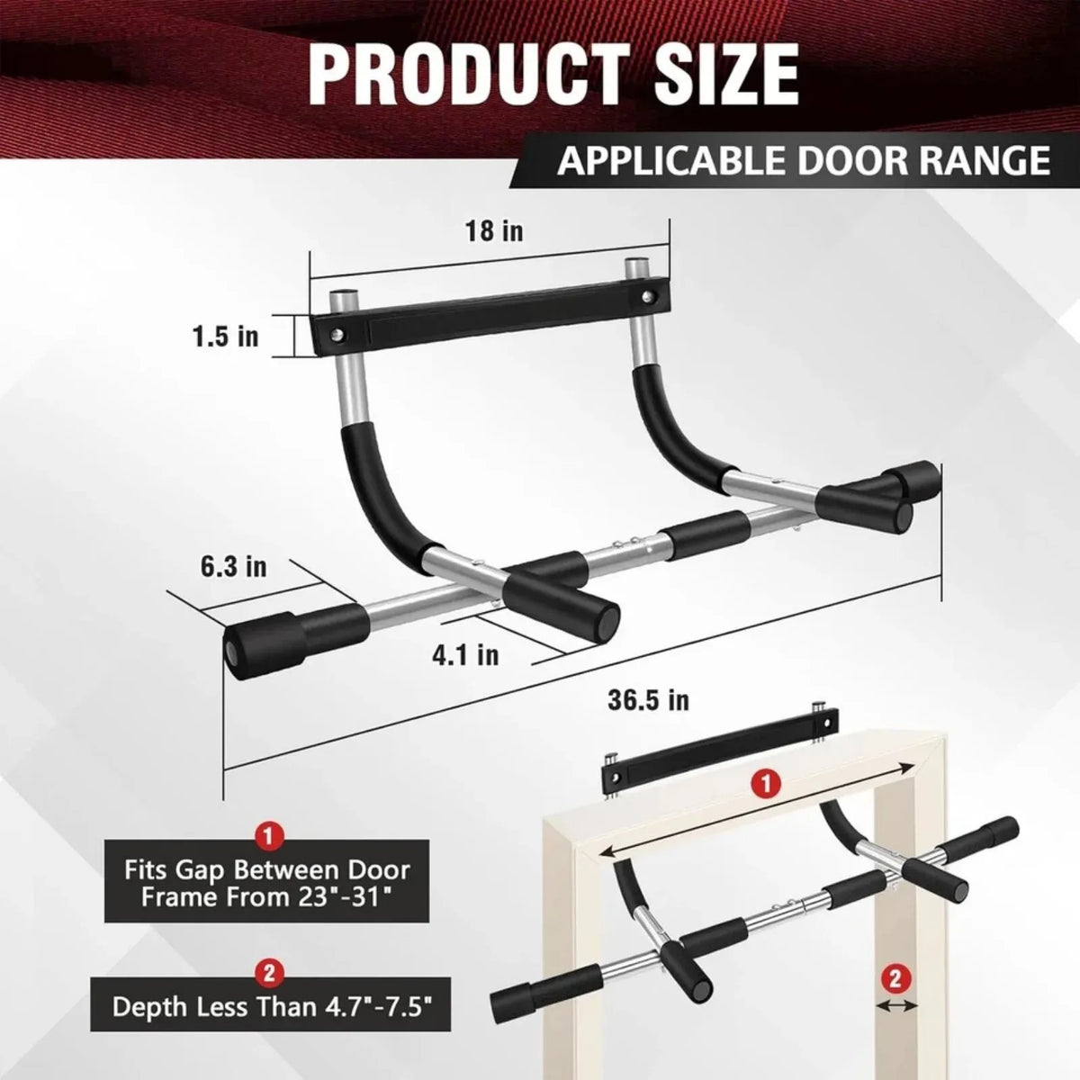 Adjustable Doorway Pull Up Bar For Home Gym Exercise Training
